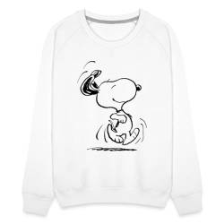 Spreadshirt Peanuts Snoopy Happy Frauen Premium Pullover, M, weiß von Spreadshirt
