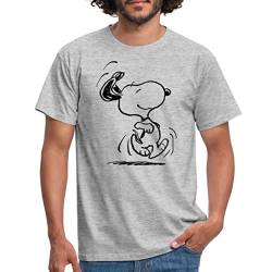 Spreadshirt Peanuts Snoopy Happy Männer T-Shirt, 4XL, Grau meliert von Spreadshirt