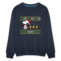 Spreadshirt Peanuts Snoopy Hohoho Ugly Christmas Weihnachten Frauen Premium Pullover, L, Navy von Spreadshirt
