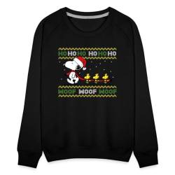 Spreadshirt Peanuts Snoopy Hohoho Ugly Christmas Weihnachten Frauen Premium Pullover, L, Schwarz von Spreadshirt