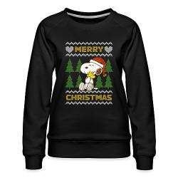 Spreadshirt Peanuts Snoopy Merry Christmas Ugly Christmas Frauen Premium Pullover, L, Schwarz von Spreadshirt