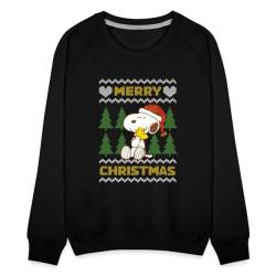 Spreadshirt Peanuts Snoopy Merry Christmas Ugly Christmas Frauen Premium Pullover, S, Schwarz von Spreadshirt