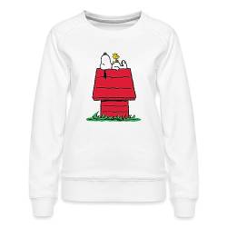 Spreadshirt Peanuts Snoopy Und Die Hundehütte Frauen Premium Pullover, L, weiß von Spreadshirt