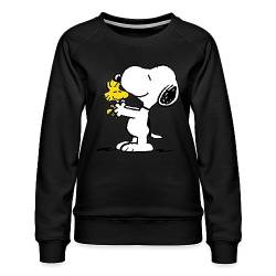 Spreadshirt Peanuts Snoopy Und Woodstock Frauen Premium Pullover, S, Schwarz von Spreadshirt