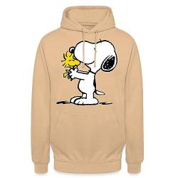 Spreadshirt Peanuts Snoopy Und Woodstock Unisex Hoodie, L, Beige von Spreadshirt