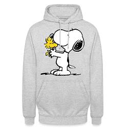 Spreadshirt Peanuts Snoopy Und Woodstock Unisex Hoodie, L, Hellgrau meliert von Spreadshirt