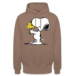 Spreadshirt Peanuts Snoopy Und Woodstock Unisex Hoodie, L, Mokka von Spreadshirt