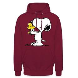 Spreadshirt Peanuts Snoopy Und Woodstock Unisex Hoodie, XL, Bordeaux von Spreadshirt