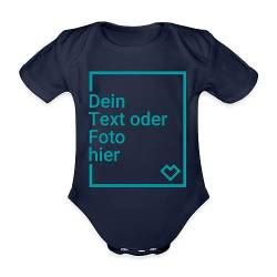 Spreadshirt Personalisierbare Babygeschenke Selbst Gestalten mit Foto und Text Wunschmotiv Baby Bio-Kurzarm-Body, 68 (3-6 M.), Dunkelnavy von Spreadshirt