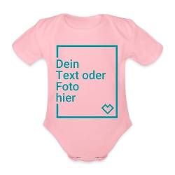 Spreadshirt Personalisierbare Babygeschenke Selbst Gestalten mit Foto und Text Wunschmotiv Baby Bio-Kurzarm-Body, 74 (6-9 M.), Hellrosa von Spreadshirt