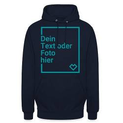 Spreadshirt Personalisierbarer Hoodie Selbst Gestalten mit Foto und Text Wunschmotiv Unisex Hoodie, 3XL, Navy von Spreadshirt