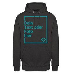 Spreadshirt Personalisierbarer Hoodie Selbst Gestalten mit Foto und Text Wunschmotiv Unisex Hoodie, XL, Anthrazit von Spreadshirt