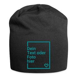 Spreadshirt Personalisierbares Jersey Beanie Selbst Gestalten mit Foto und Text Wunschmotiv Jersey-Beanie, One Size, Schwarz von Spreadshirt