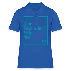 Spreadshirt Personalisierbares Poloshirt Selbst Gestalten mit Foto und Text Wunschmotiv Frauen Poloshirt, L, Royalblau von Spreadshirt