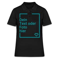 Spreadshirt Personalisierbares Poloshirt Selbst Gestalten mit Foto und Text Wunschmotiv Frauen Poloshirt, L, Schwarz von Spreadshirt