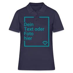 Spreadshirt Personalisierbares Poloshirt Selbst Gestalten mit Foto und Text Wunschmotiv Frauen Poloshirt, M, Navy von Spreadshirt