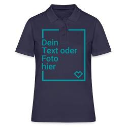 Spreadshirt Personalisierbares Poloshirt Selbst Gestalten mit Foto und Text Wunschmotiv Frauen Poloshirt, XL, Navy von Spreadshirt