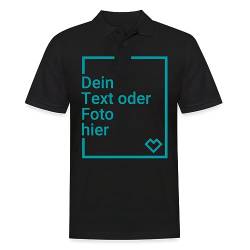 Spreadshirt Personalisierbares Poloshirt Selbst Gestalten mit Foto und Text Wunschmotiv Männer Poloshirt, M, Schwarz von Spreadshirt