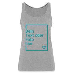 Spreadshirt Personalisierbares Premium Tank Top Selbst Gestalten mit Foto und Text Wunschmotiv Frauen Premium Tank Top, M, Grau meliert von Spreadshirt