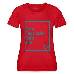 Spreadshirt Personalisierbares Sportshirt Selbst Gestalten mit Foto und Text Wunschmotiv Frauen Funktions-T-Shirt, 3XL, Rot von Spreadshirt