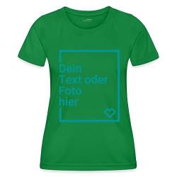 Spreadshirt Personalisierbares Sportshirt Selbst Gestalten mit Foto und Text Wunschmotiv Frauen Funktions-T-Shirt, M, Kelly Green von Spreadshirt