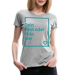 Spreadshirt Personalisierbares T-Shirt Selbst Gestalten mit Foto und Text Wunschmotiv Frauen Premium T-Shirt, L, Grau meliert von Spreadshirt