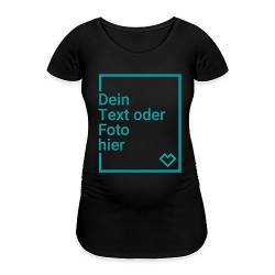 Spreadshirt Personalisierbares T-Shirt für Schwangere Selbst Gestalten mit Foto und Text Wunschmotiv Frauen Schwangerschafts T-Shirt, L, Schwarz von Spreadshirt