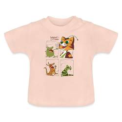 Spreadshirt Pettersson Und Findus Kater Mit Mucklas Baby Bio-T-Shirt mit Rundhals, 18-24 Monate, Kristallrosa von Spreadshirt