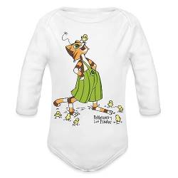 Spreadshirt Pettersson Und Findus Spielt Mit Süßen Küken Baby Bio-Langarm-Body, 56 (0-1 M.), weiß von Spreadshirt