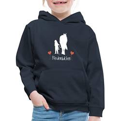 Spreadshirt Pferdemädchen Mit Herzen Kinder Premium Hoodie, 134/146 (9-11 Jahre), Navy von Spreadshirt