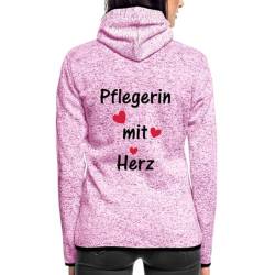 Spreadshirt Pflegerin Mit Herz Frauen Kapuzen-Fleecejacke, XL, Lila meliert von Spreadshirt