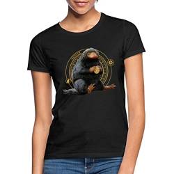 Spreadshirt Phantastische Tierwesen Niffler mit Gold Frauen T-Shirt, L, Schwarz von Spreadshirt