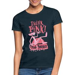 Spreadshirt Pink Panther Think Pink Frauen T-Shirt, XL, Navy von Spreadshirt