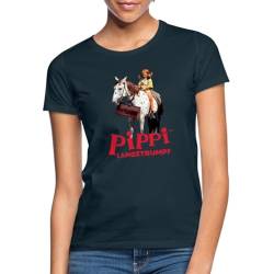 Spreadshirt Pippi Langstrumpf Pippi Reitet Auf Kleiner Onkel Frauen T-Shirt, L, Navy von Spreadshirt