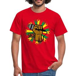 Spreadshirt Reggae Get Up Stand Up Musik Festival Sommer Männer T-Shirt, 4XL, Rot von Spreadshirt