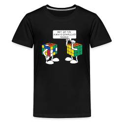Spreadshirt Rubik's Cube Zauberwürfel Comic Lustiger Spruch Witz Lustig Teenager Premium T-Shirt, 158/164 (12 Jahre), Schwarz von Spreadshirt