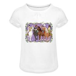 Spreadshirt Schleich Horse Club Lisa Sarah Sofia Hannah reiten Mädchen T-Shirt mit Raffungen, 6 Jahre, weiß von SCHLEICH