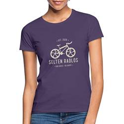 Spreadshirt Selten Radlos Fahrrad Fahren Radfahrer Slogan Frauen T-Shirt, S, Dunkellila von Spreadshirt