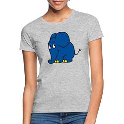 Spreadshirt Sendung Mit Der Maus Kleiner Elefant Stehend Frauen T-Shirt, XL, Grau meliert von Spreadshirt