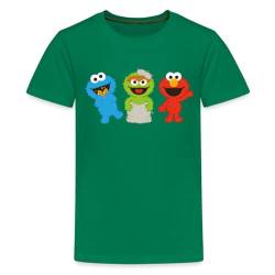 Spreadshirt Sesamstraße Baby Krümelmonster, Oscar & Elmo Kinder Premium T-Shirt, 98/104 (2 Jahre), Kelly Green von Spreadshirt