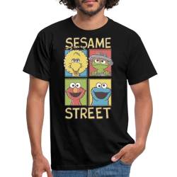 Spreadshirt Sesamstraße Bibo, Oscar, Elmo, Krümelmonster Männer T-Shirt, M, Schwarz von Spreadshirt