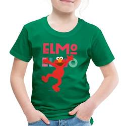 Spreadshirt Sesamstraße Elmo Springt vor Freude Kinder Premium T-Shirt, 122/128 (6 Jahre), Kelly Green von Spreadshirt