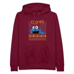 Spreadshirt Sesamstraße Krümelmonster Ugly Xmas Frauen Hoodie, M, Bordeaux von Spreadshirt