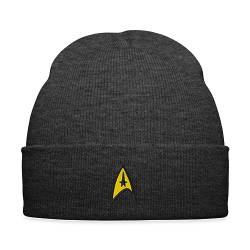 Spreadshirt Star Trek The Original Series Besatzung Logo Stick Wintermütze, One Size, Asphalt von Spreadshirt