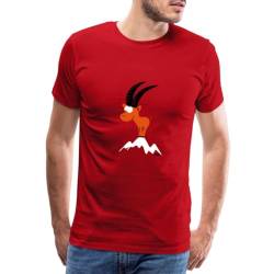Spreadshirt Steinbock Berggipfel Bergland Männer Premium T-Shirt, 5XL, Rot von Spreadshirt
