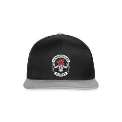 Spreadshirt Stranger Things Demogorgon Hunter Logo Snapback Cap, One Size, Schwarz/Grau von Spreadshirt