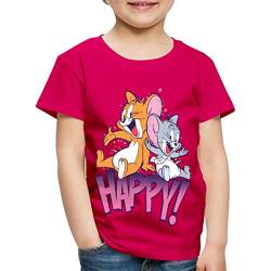 Spreadshirt Tom Und Jerry Jerry und Nibbles Kinder Premium T-Shirt, 110/116 (4 Jahre), Dunkles Pink von Spreadshirt