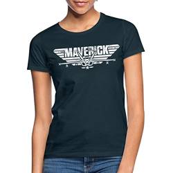 Spreadshirt Top Gun Maverick Kampfjet Logo Frauen T-Shirt, M, Navy von Spreadshirt