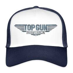 Spreadshirt Top Gun Maverick Logo Trucker Cap, One Size, Weiß/Navy von Spreadshirt