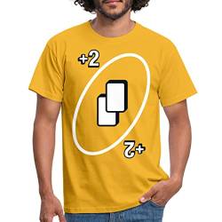Spreadshirt UNO Karten Kostüm +2 Zwei-Ziehen-Karte Männer T-Shirt, L, Gelb von Spreadshirt